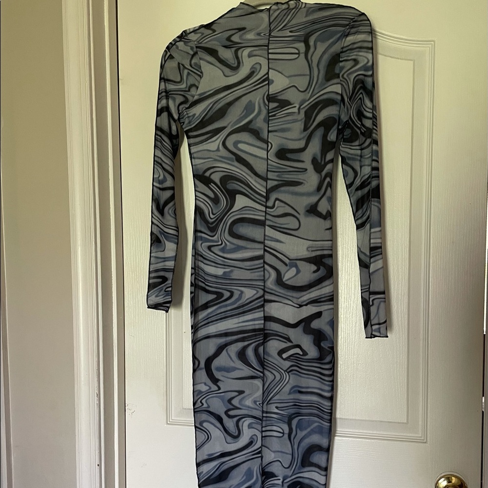 Mesh swirl bodycon dress